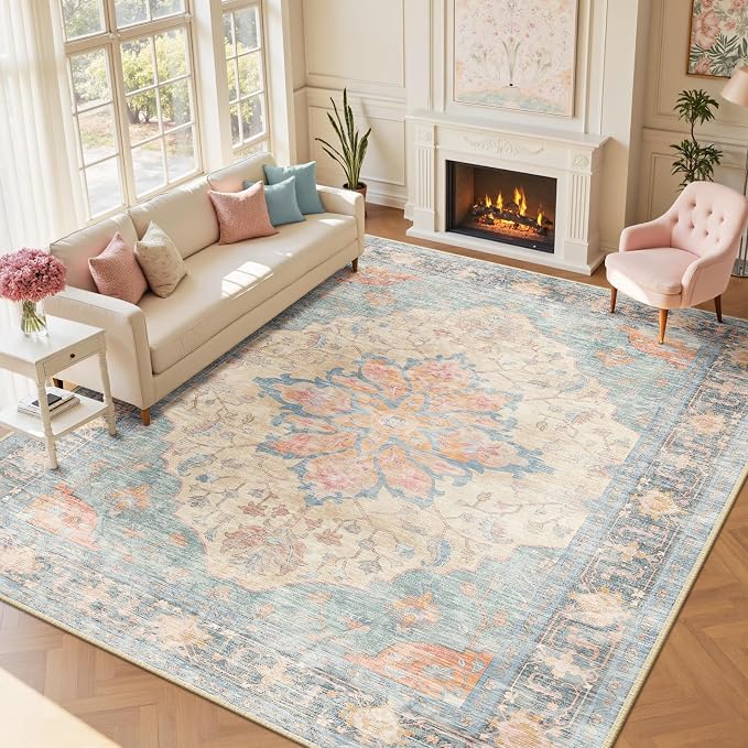 RELEANY Washable Area Rug, Large 9'x12', Water Repellent, Pet Friendly - Image 3