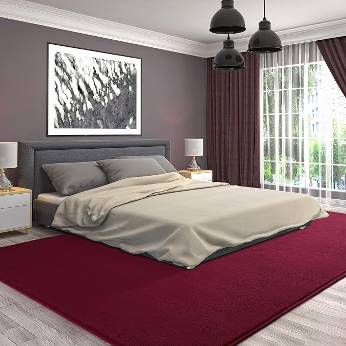 4x6 Area Rugs for Living Room Non Slip Dorm Bedroom Rug, Wine Red | Modern Area - Image 9