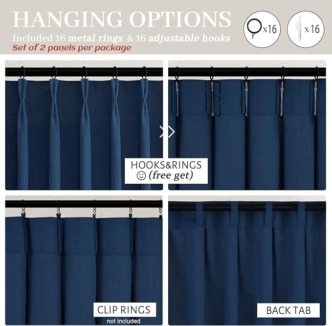 Navy Extra Long Light Filtering Sheer Curtains 108 Inches Long - Image 4