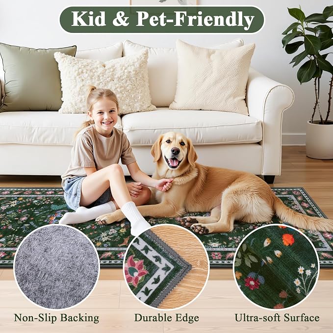 HEBE Hallway Runner Rug 2'x6', Washable Non Slip Kitchen Rug Runner | Soft Boho - Image 3
