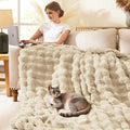 L'AGRATY Faux Rabbit Fur Throw Blanket by LAGRATY