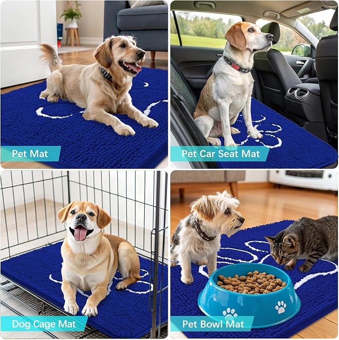 OLANLY Dog Door Mat for Muddy Paws 36x24, Paw Print Design Chenille Mud Mat | - Image 7