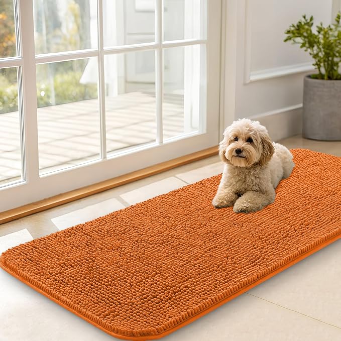 OLANLY Dog Door Mat for Muddy Paws 47x20, Super Absorbent Chenille Mud Mat | by OLANLY