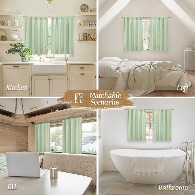Small Window Linen Curtains 45 Inch Length - Image 6
