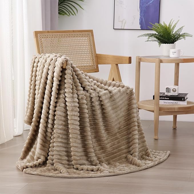 Tan Fleece Throw Blanket 90”×90” - Image 4