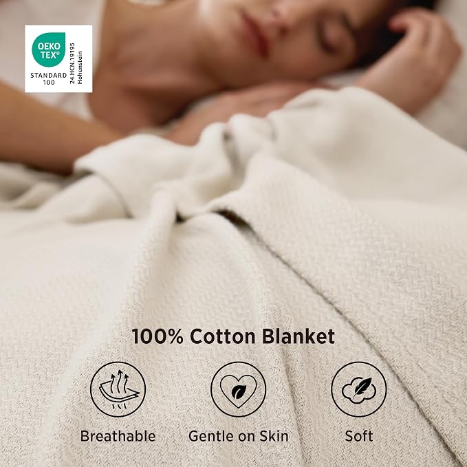 Bedsure GentleSoft 100% Cotton Blanket Queen Size - Image 3