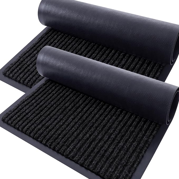 OLANLY 2-Pack Front Door Mats 71x23, Waterproof Heavy-Duty Doormats | Black by OLANLY