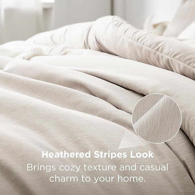 Bedsure Oversized King Comforter Set - Beige Soft Bedding for All Seasons, Cationic Dyed Bed Set, 3 Pieces, 1 Oversized King Size Comforter (120"x98") and 2 Pillow Shams (20"x36"+2")
