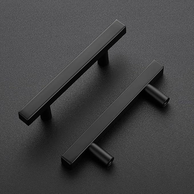 Ravinte 25 Pack Matte Black Cabinet Pulls Slim Kitchen Cabinet Handles 5 inch Hole Center Drawer Pulls Kitchen Drawer Handles Square Hardware Cupboard Hardware