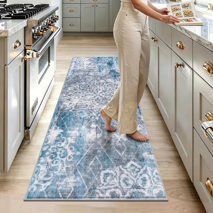 HEBE Hallway Runner Rug 2'x5', Washable Non Slip Kitchen Rug Runner | Soft Boho - Image 9