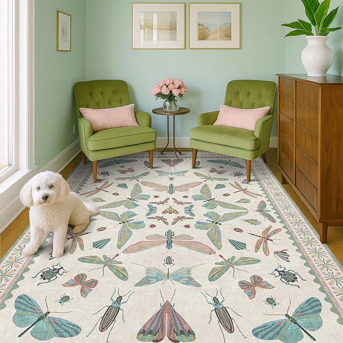 Green and Blue Nursery Rug 5x8 by HazoHaus