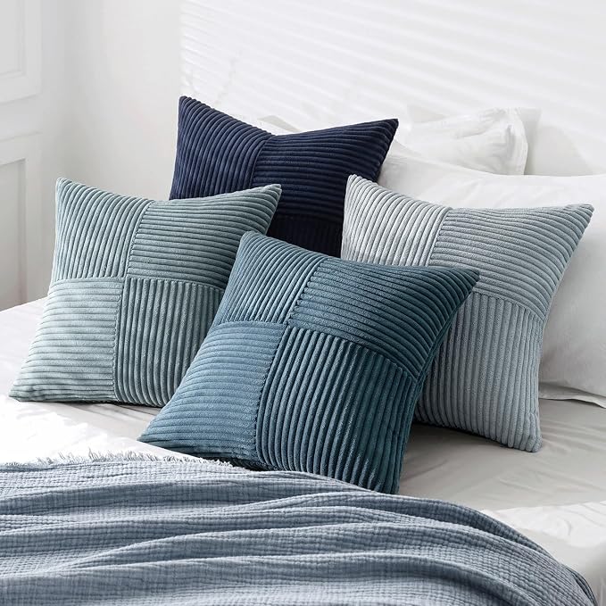 MIULEE Dusty Blue Navy Farmhouse Throw Pillow Covers 20x20 Inch Set of 4 Boho - Image 4