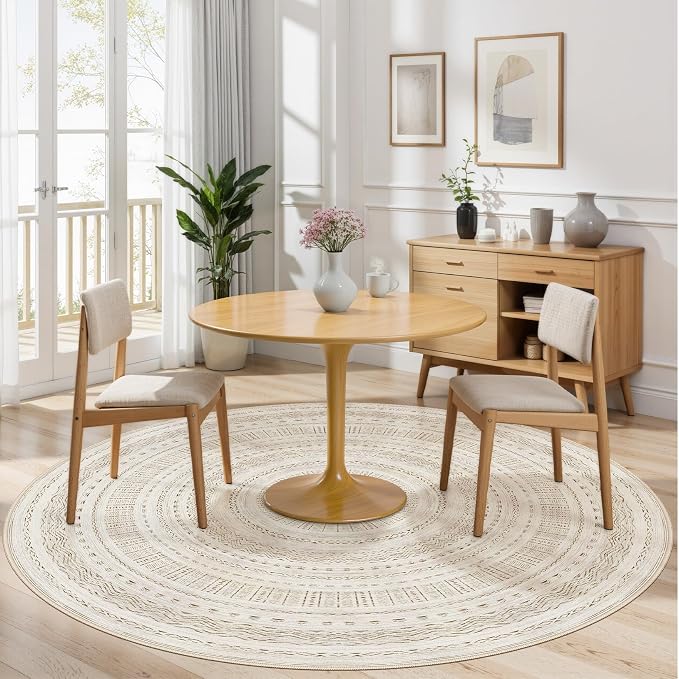 cotiled 6x6 Round Rug 6ft Circle Living Room Boho Area Rugs | Washable Foldable - Image 4