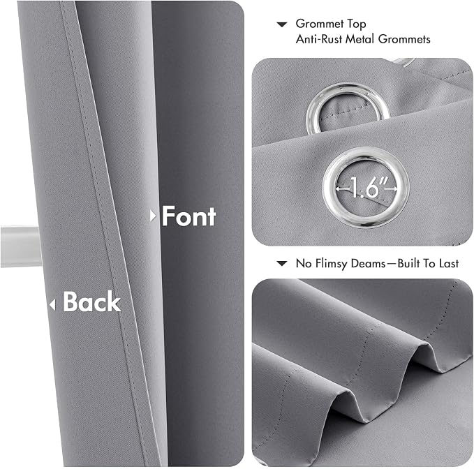 MIULEE Blackout Curtains for Bedroom 2 Panels 40 x 72 Inch Long Light Grey | - Image 4