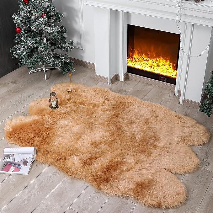 linmopm Faux Fur Sheepskin Rug, 4x6 ft | Shag Fluffy Fuzzy, High-Density Cushion by Limopmfauxfurproducts