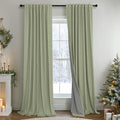 102 Inch Curtains Blackout Sage Green Christmas Decoration Black Out Linen by Pitalk