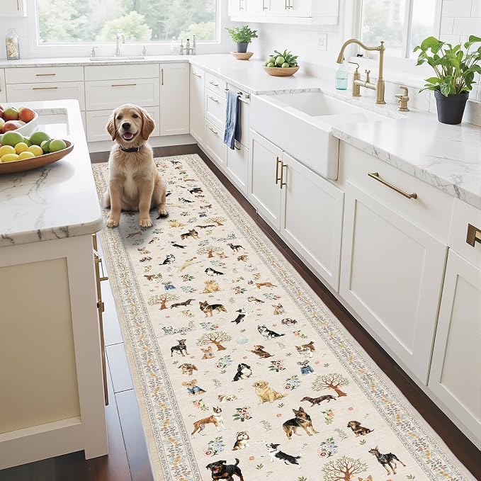 Beige Floral Hallway Runner Rug 2x10 by WelcometoBabovid