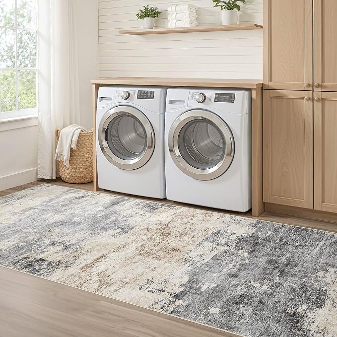 LOONGRUG Runner Rug 3x8 Washable Non-Slip Kitchen Neutral Modern Rug | Abstract - Image 7