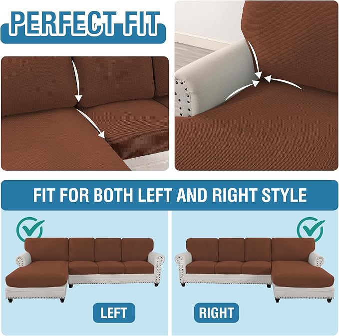 H.VERSAILTEX Sectional Couch Covers 8 Pieces Stretch Sofa Covers - Image 5