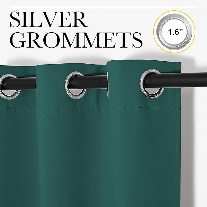 NICETOWN Patio Glass Door Panels - Blackout Curtains for Bedroom, Living Room and Dining Room (Hunter Green, 42x95 inches, 1 Pair)