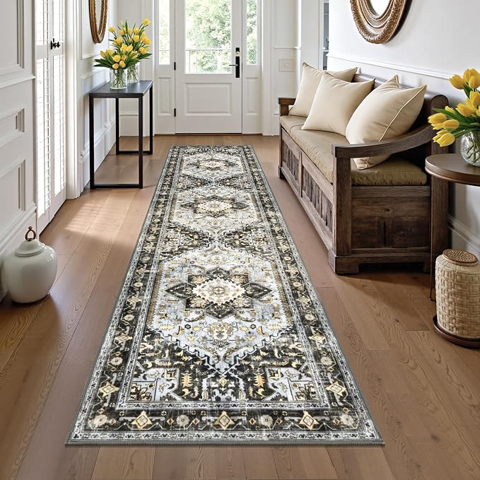 Yamaziot Washable Runner Rug, 2x8 Non-Slip Boho Vintage Hallway Kitchen Rug | by Yamaziot
