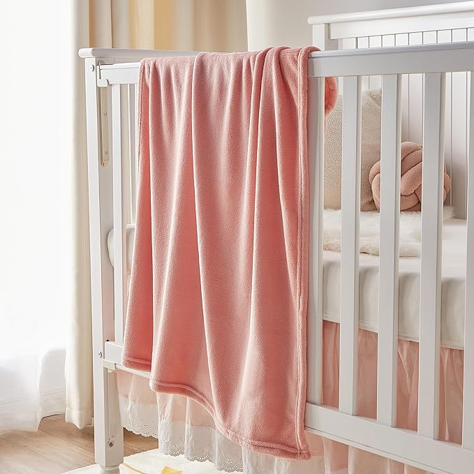 BEDELITE Baby Blankets for Boys and Girls 30" x 40", Soft Cozy Fuzzy Fleece Blanket for Kids Infant Newborn, Warm and Breathable Toddler Blanket for Crib Stroller Bed Travel, Pink