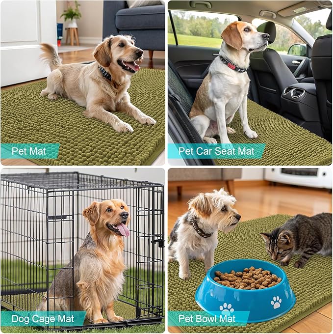 OLANLY Dog Door Mat for Muddy Paws 32x20, Super Absorbent Chenille Mud Mat | - Image 7