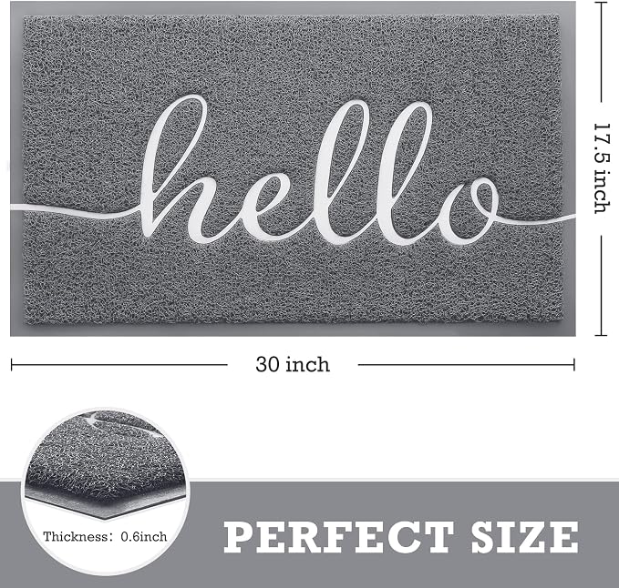 Grey Door Mat Welcome Mats Outdoor Indoor Doormat - Image 3
