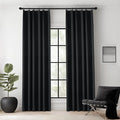 KangBang Black Pinch Pleated Curtains Blackout 90 Inches Long for Bedroom, Linen Textured Pinch Pleat Drapes for Living Room Nursery, Soundproof Privacy Assured Home Decor(2 Panels, Black,40x90)