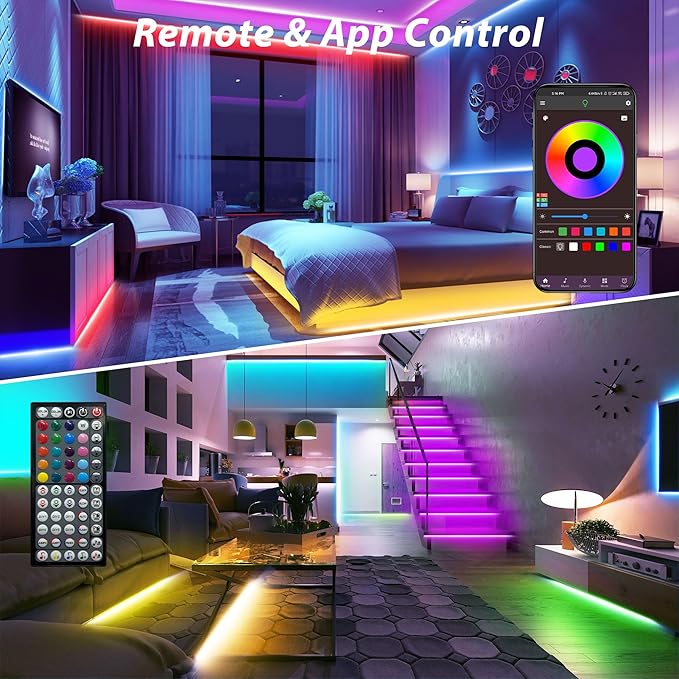 65.6 ft LED Lights for Bedroom Music Sync RGB LED Strip Lights with APP & Remote Control LED Lights for Room Home Party Christmas Wall Decor