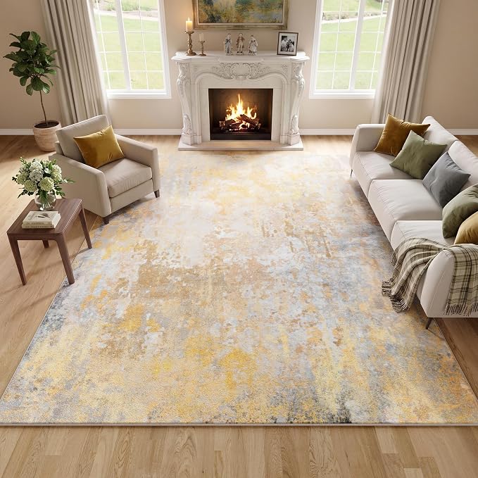 Beige Gold Washable Rug 5x7 Area Rugs by Acapet