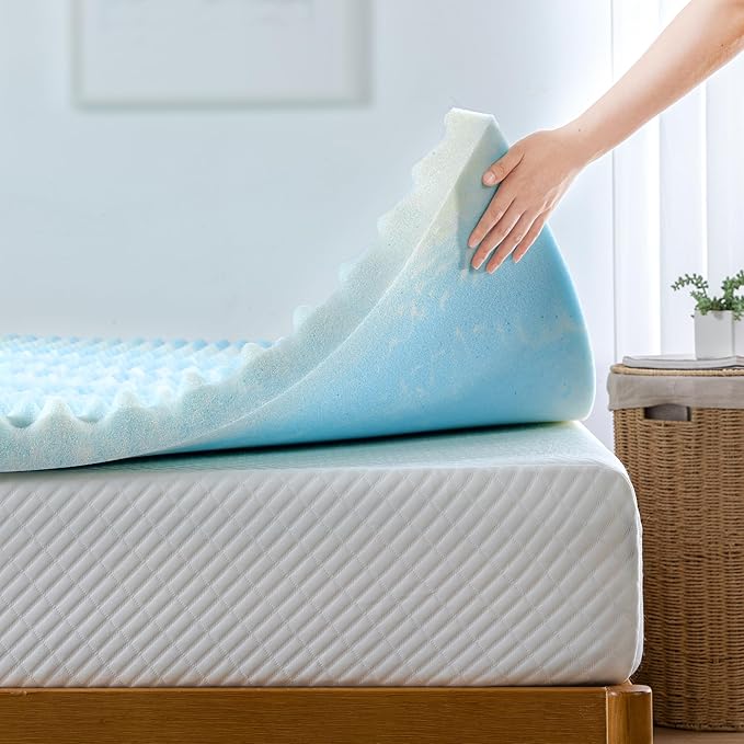ZINUS 2 Inch Swirl Gel Cooling Memory Foam Mattress Topper, Smaller, More Convenient WonderBox Packaging, Cooling, Airflow Design, CertiPUR-US Certified, King