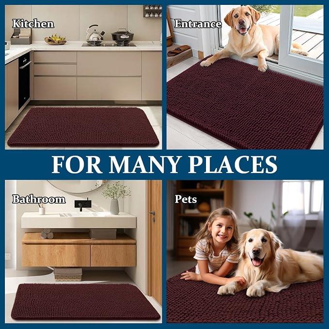 OLANLY Dog Door Mat for Muddy Paws 47x20, Super Absorbent Chenille Mud Mat | - Image 8