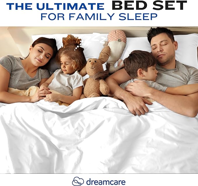 DREAMCARE Twin XL Sheet Sets - 4pc Cooling Sheets XL Twin Sheets - Twin XL up to 21” Deep Pocket – Hotel Luxury Extra Long - White