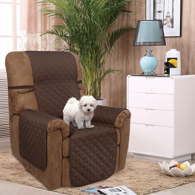 U-NICE HOME Reversible 23''Recliner Small Chair Cover, Coffee/Beige | Recliner - Image 2