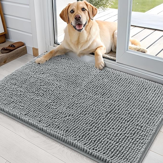 OLANLY Dog Door Mat for Muddy Paws 36x24, Super Absorbent Chenille Mud Mat | by OLANLY
