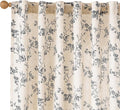 Black Vintage Floral Linen Curtains Farmhouse 50W X 90L 2 Panels | Elisa Series by Lazzzy