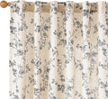 Black Vintage Floral Linen Curtains Farmhouse 50W X 84L 2 Panels | Elisa Series by Lazzzy