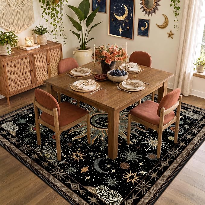 Vacuum-Friendly, Square 8ft Washable Area Rug by meejou