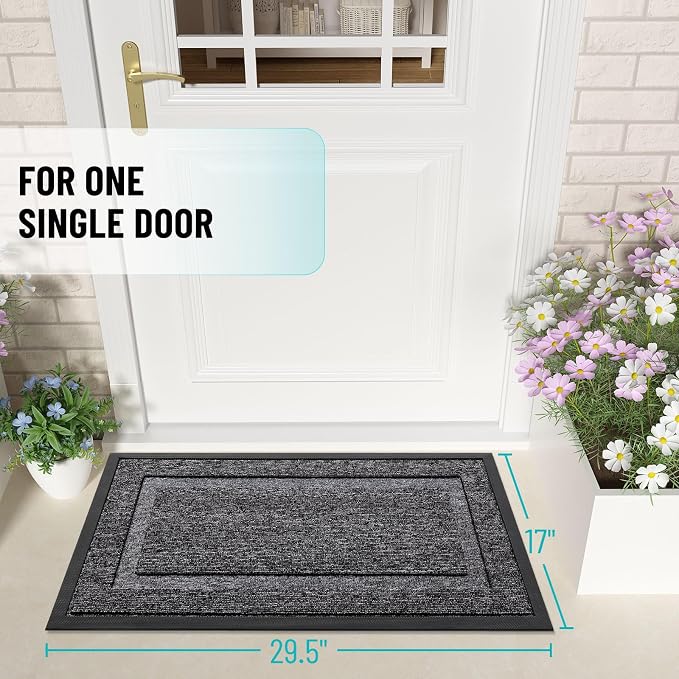 OLANLY Front Door Mat Outside 29.5x17, All-Season Heavy-Duty Rubber Doormat | - Image 2