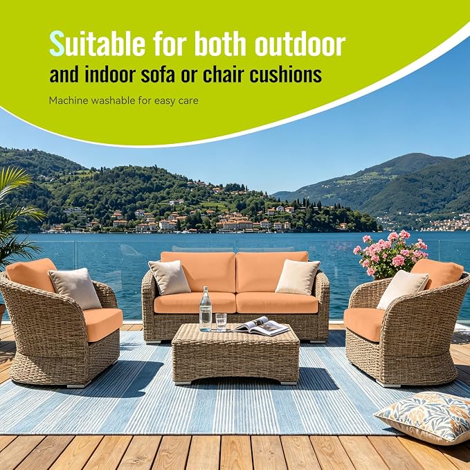 8Pcs Outdoor Cushion Covers, Stretch Patio Furniture Couch Chair Slipcovers | - Image 4