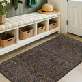 Washable 3x6 Runner Rug for Entryway, Dark Brown Boho Large Kitchen Rug by HazoHaus