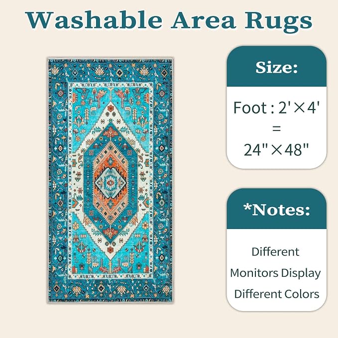 SERISSA 2x4 Washable Non Slip Boho Runner Rug - Image 6