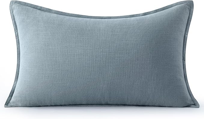 MIULEE Decorative Linen Lumbar Pillow Cover 12x20 Inch Blue Grey | Boho - Image 7
