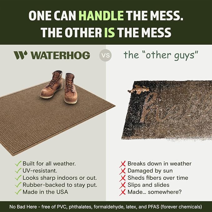 WaterHog Squares Front Door Mat Indoor Outdoor Entrance, All-Weather Mats | - Image 5