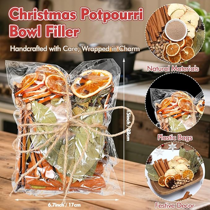 Christmas Simmering Potpourri Bag Cinnamon Stick Dried Orange Slice Apple Slice Lily Clove Rosemary Bay Leaf White Cardamom Powder, Fall Scent Fragrance Stovetop Potpourri Fall Thanksgiving Gift