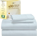 California Design Den Striped King Size Sheets Set - Luxury 400 Thread Count Sateen, Natural 100% Cotton Sheets, Deep Pockets, Cooling and Durable Bedding Set - Cape Stripe