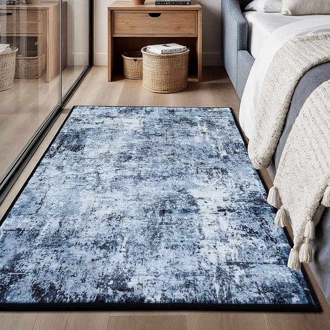 Rugflix 3x5 Entrance Rugs, Washable Navy Blue Dark Entry Small Rug | Machine - Image 2