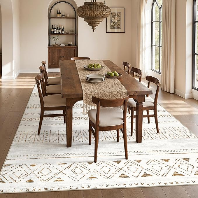 cotiled Boho 9x12 Area Rug for Living Room: Large Moroccan Washable Rug | Solve - Image 7