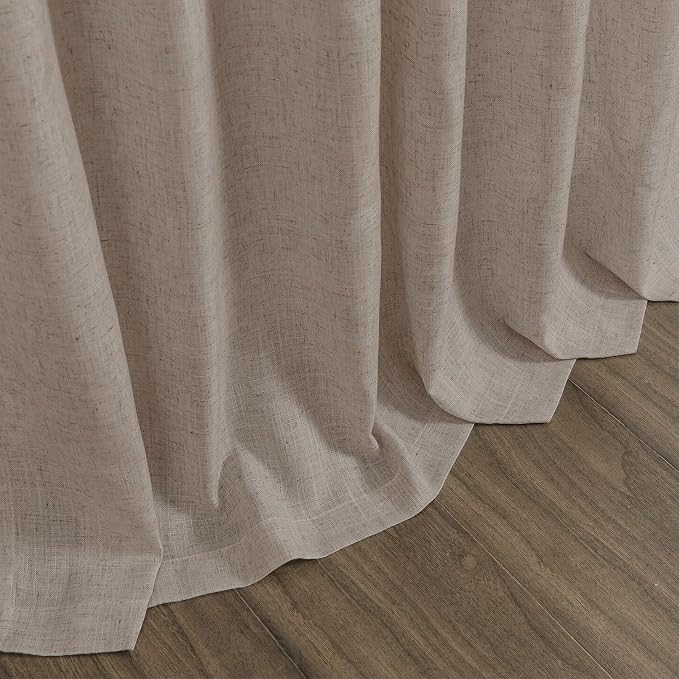 Ecru Linen 144 Inch Curtains for Living Room Light Filtering Semi Sheer Curtain - Image 8